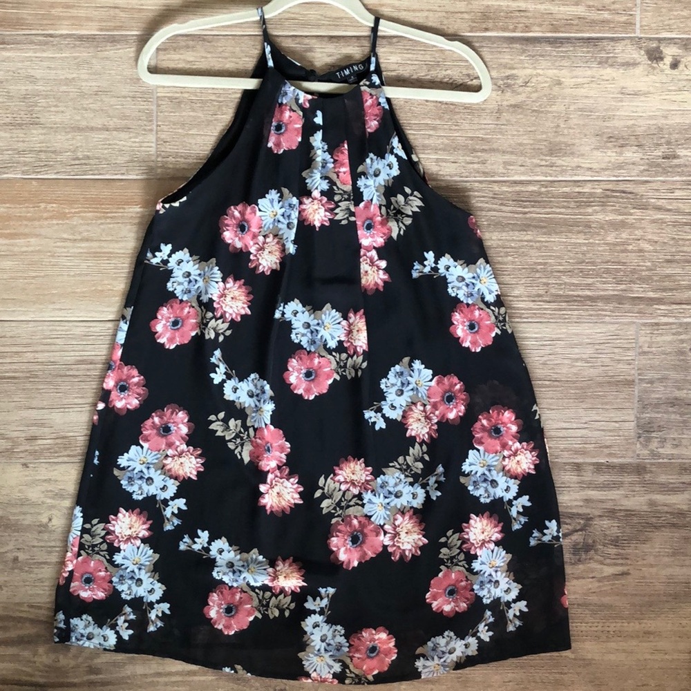 Women Black Sheer Flowy Dress